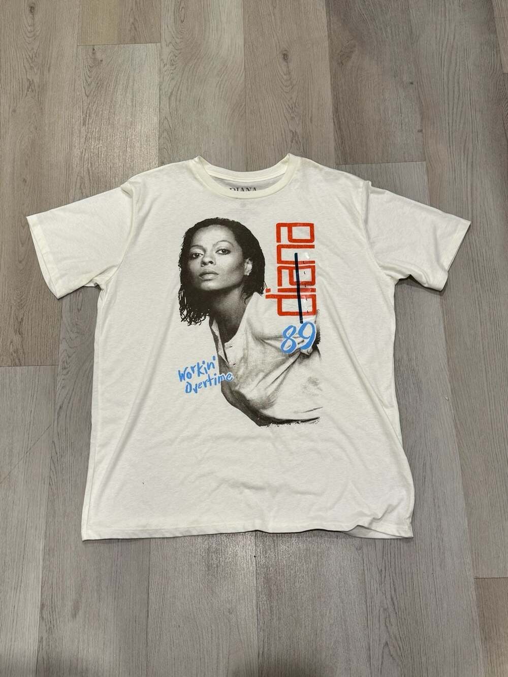 Diana Ross Workin Overtime Graphic T-Shirt LG White